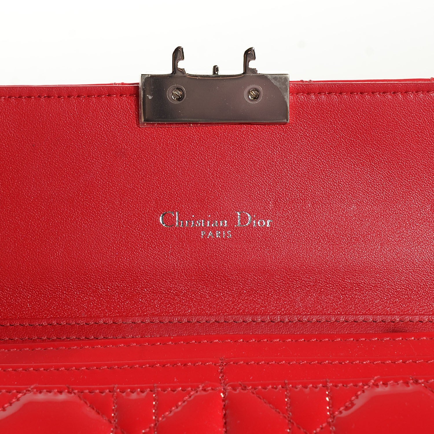Christian Dior Patent Cannage Miss Dior Chain Wallet Red 6 of 7