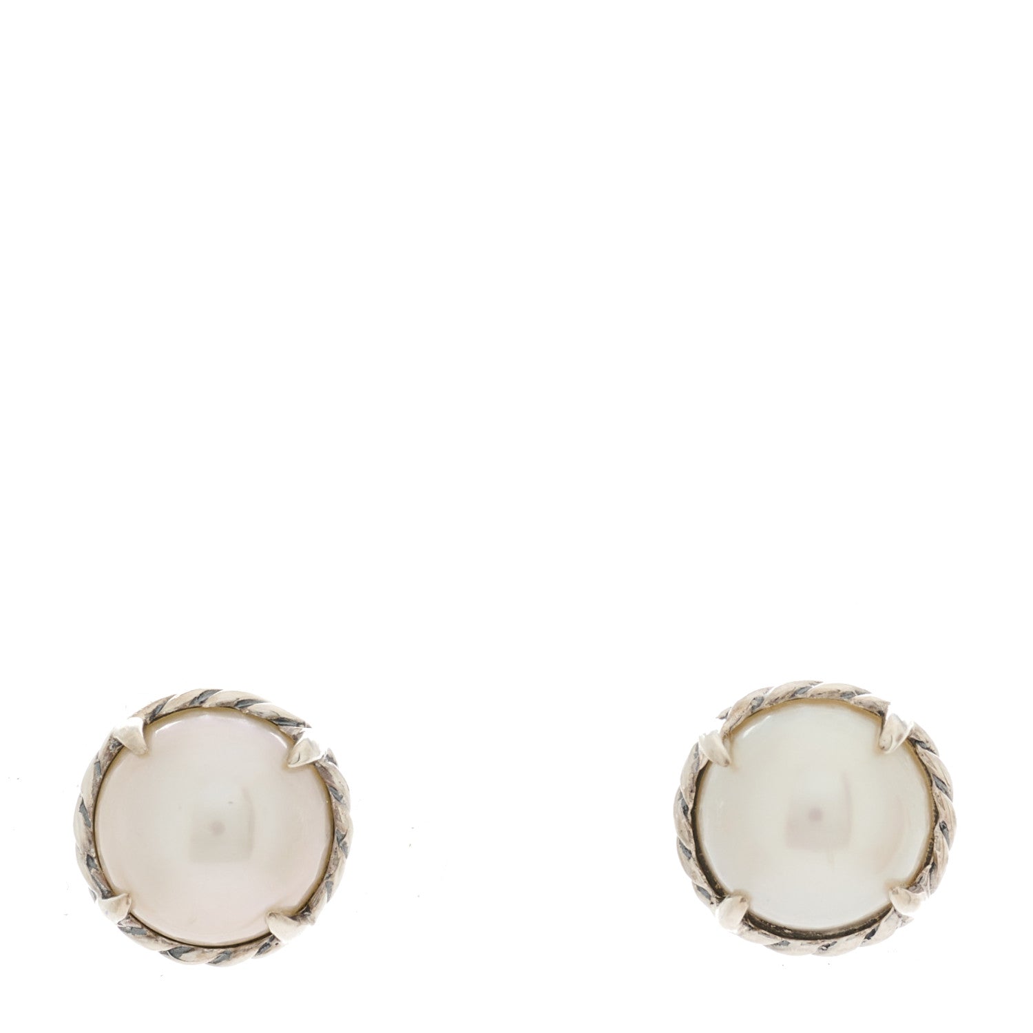 David Yurman DAVID YURMAN Sterling Silver Pearl 10mm Chatelaine Earrings 1 of 4