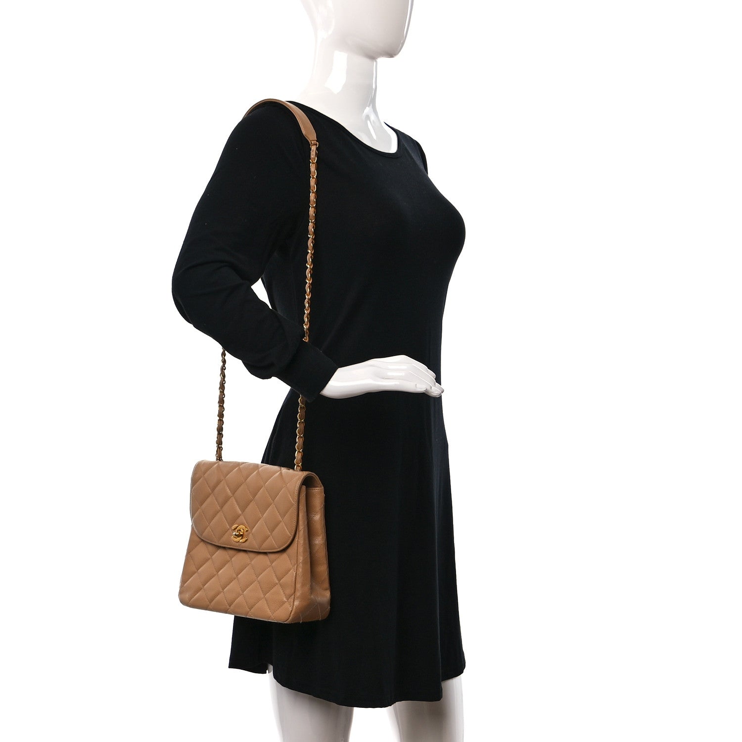 Chanel Caviar Quilted Flap Shoulder Bag Beige 2 of 12