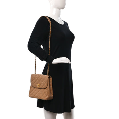 Chanel Caviar Quilted Flap Shoulder Bag Beige 2 of 12