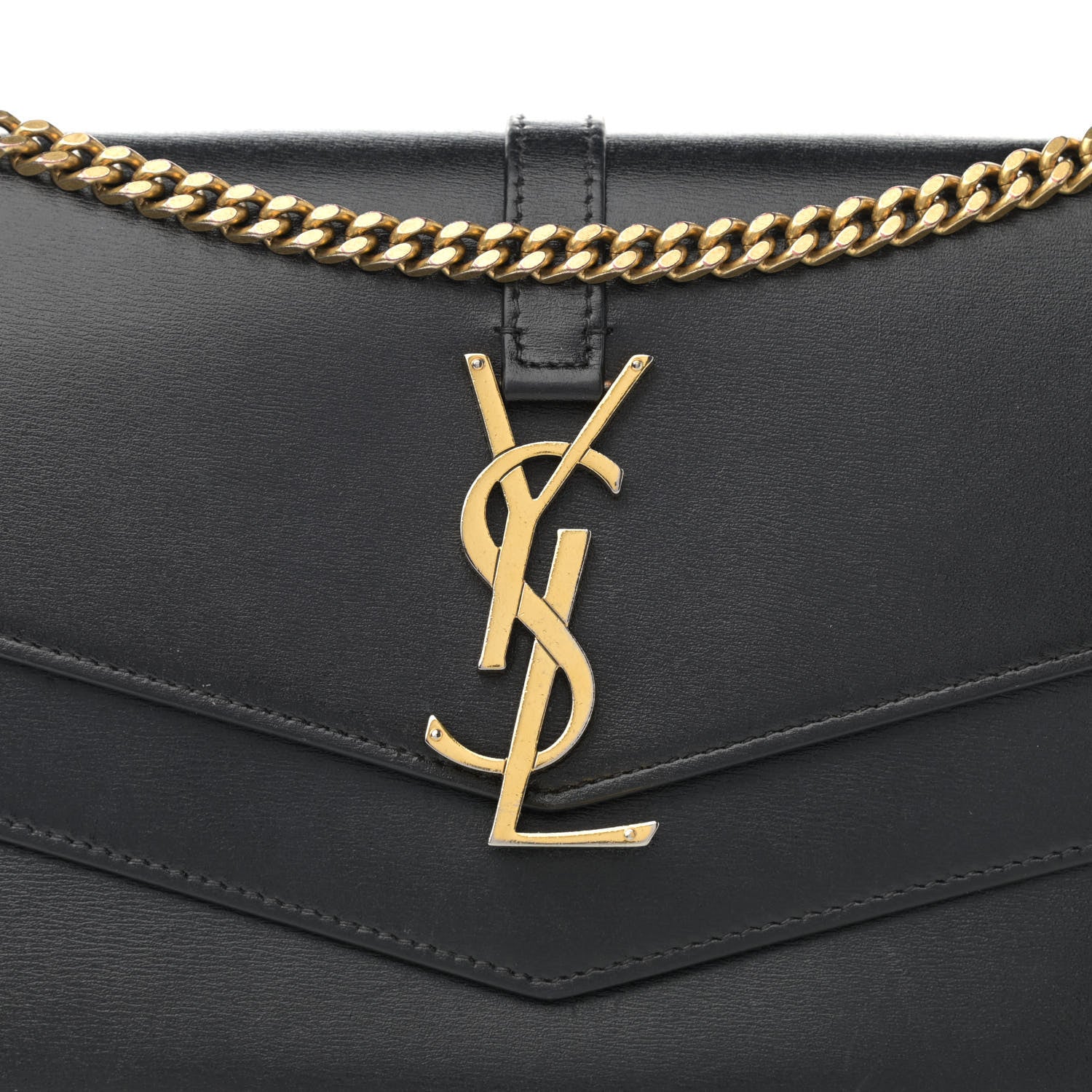 Saint Laurent Smooth Calfskin Monogram Sulpice Chain Wallet Black 8 of 16
