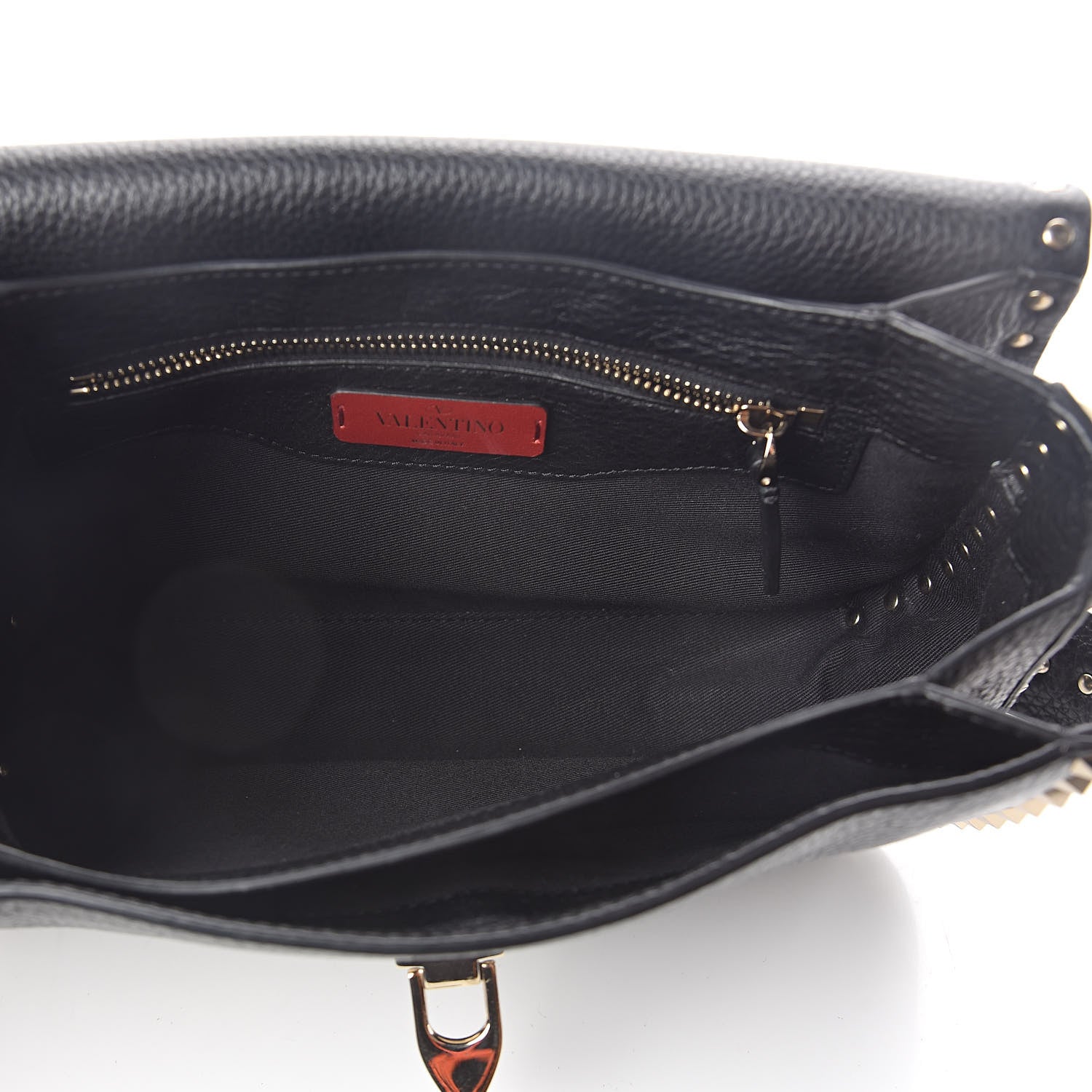 Valentino Garavani Pebbled Calfskin Medium Rockstud Flap Saddle Bag Black 5 of 8