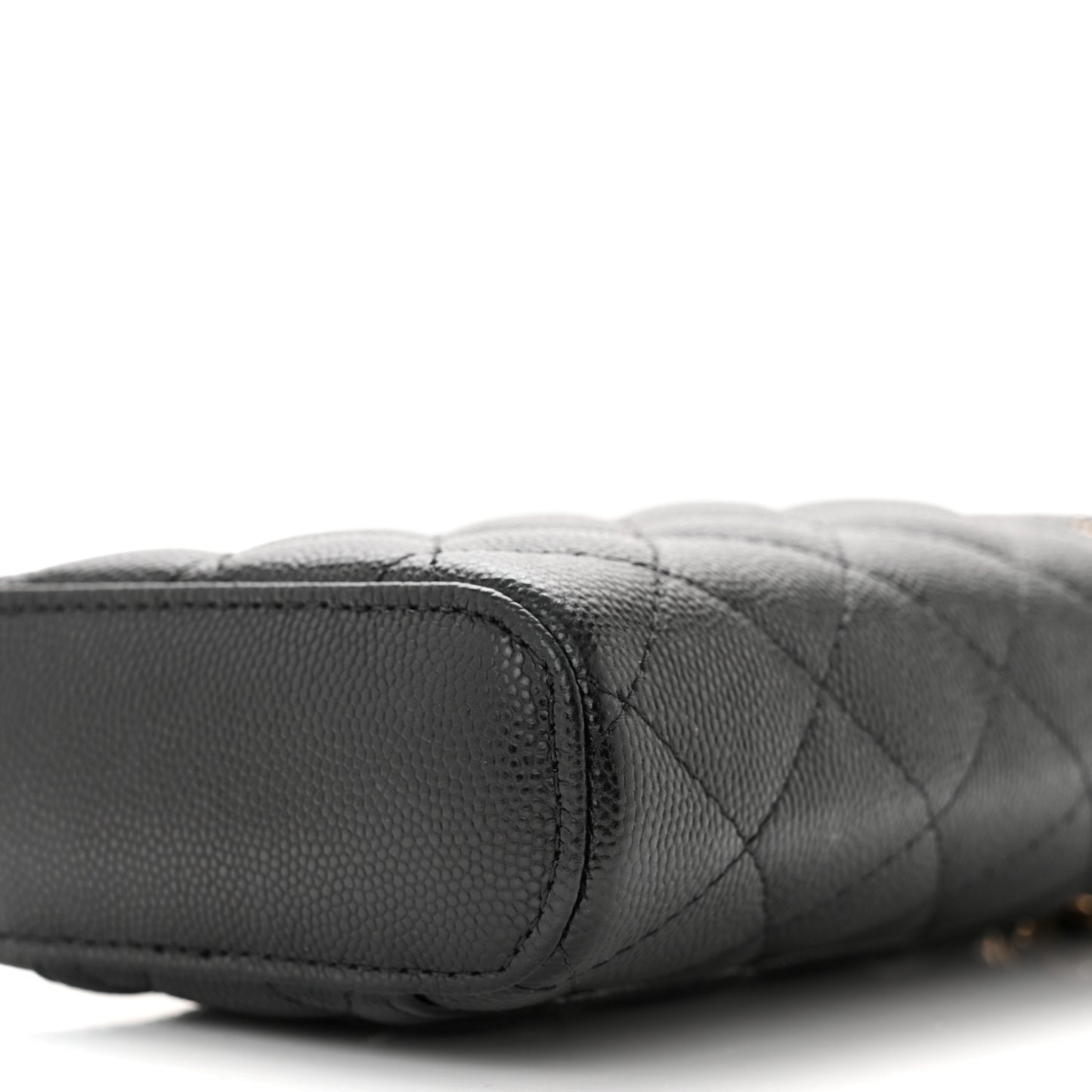 Caviar Quilted Phone Holder With Chain Black