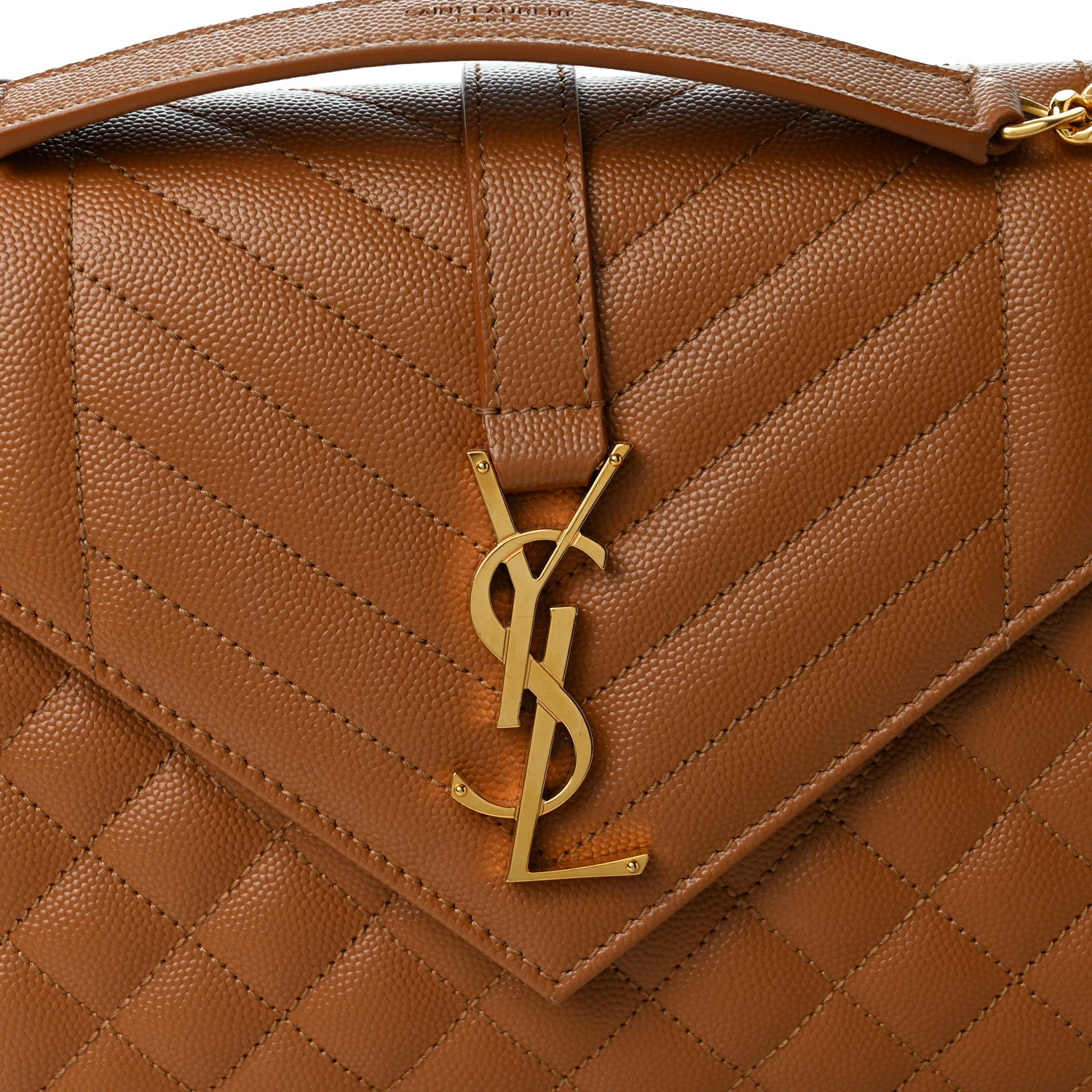 Saint Laurent Grain De Poudre Textured Mixed Matelasse Medium Triquilt Monogram Satchel Dark Natural 7 of 10