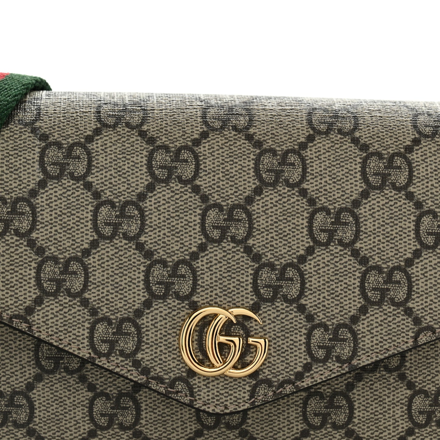 GG Supreme Monogram Textured Dollar Calfskin Web Mini Ophidia Envelope Shoulder Bag Beige Ebony