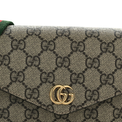 Gucci GG Supreme Monogram Textured Dollar Calfskin Web Mini Ophidia Envelope Shoulder Bag Beige Ebony 8 of 11
