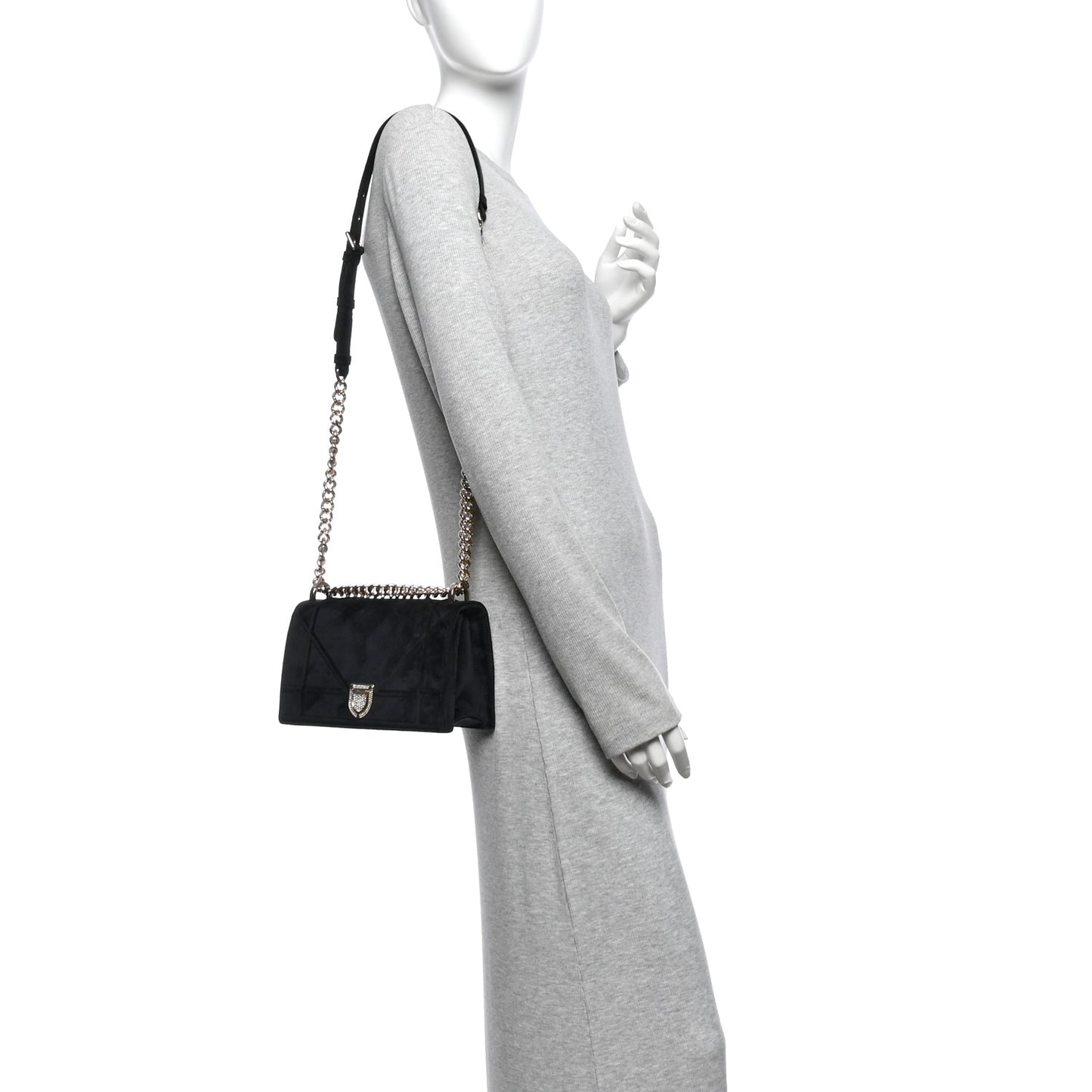 Velvet Small Diorama Flap Bag Black