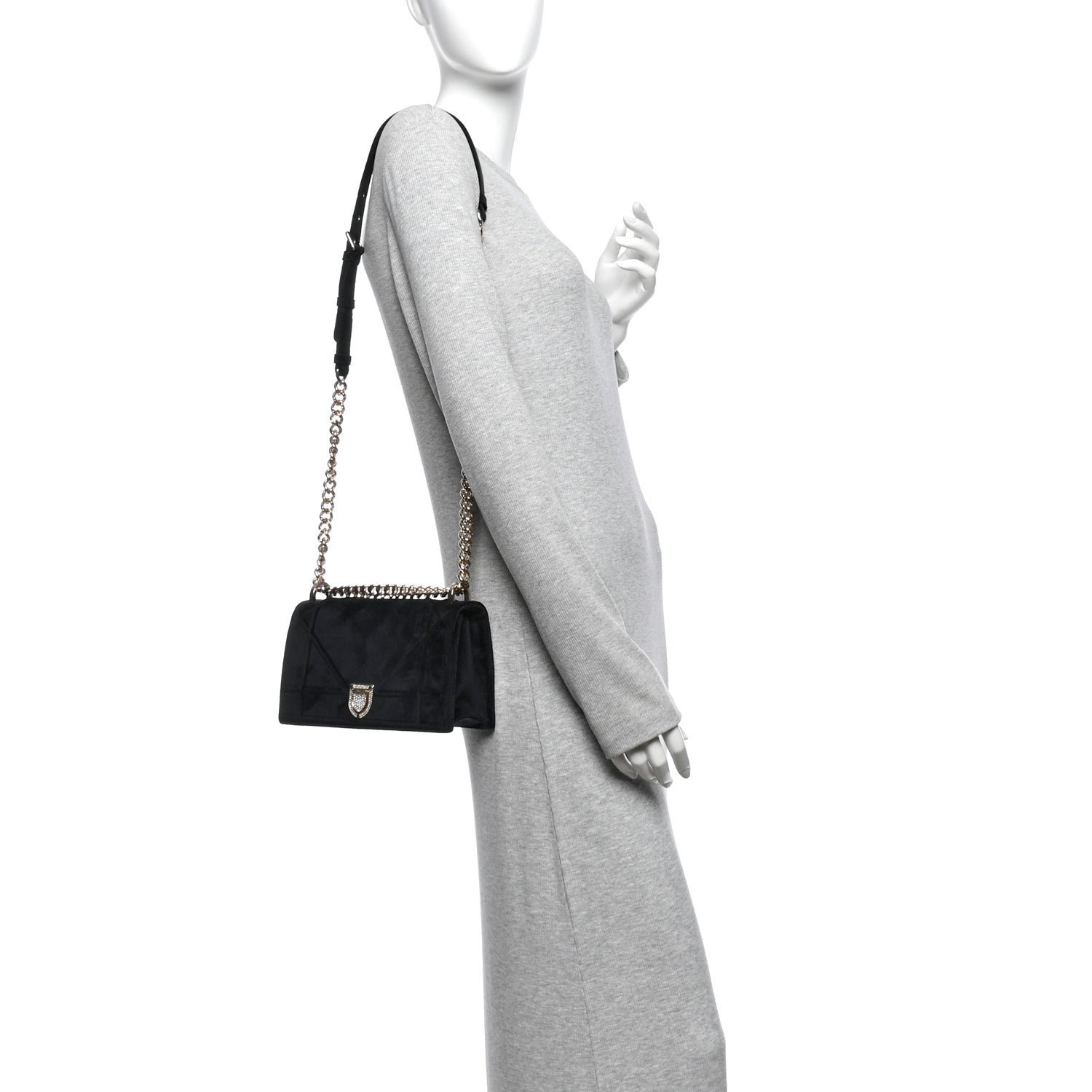 Christian Dior Velvet Small Diorama Flap Bag Black 2 of 9