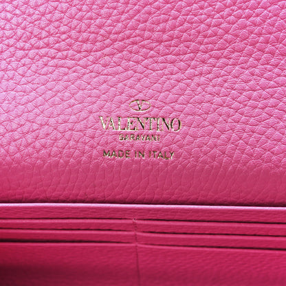 Valentino Garavani Pebbled Calfskin Rockstud Flip Lock Wallet On Chain Dawn Pink 5 of 10