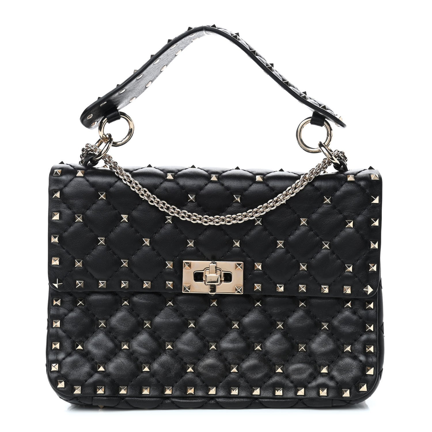Valentino Garavani Lambskin Medium Rockstud Spike Shoulder Bag Black 1 of 4
