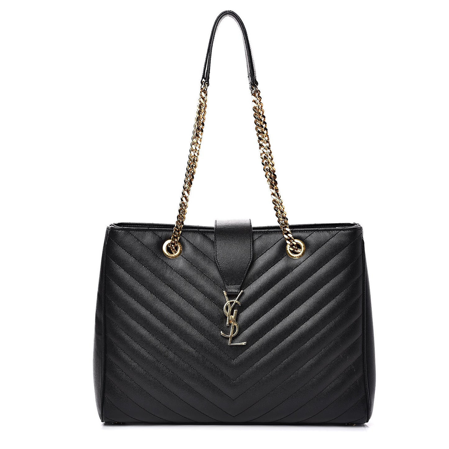 Grain De Poudre Matelasse Chevron Monogram Shopping Bag Black