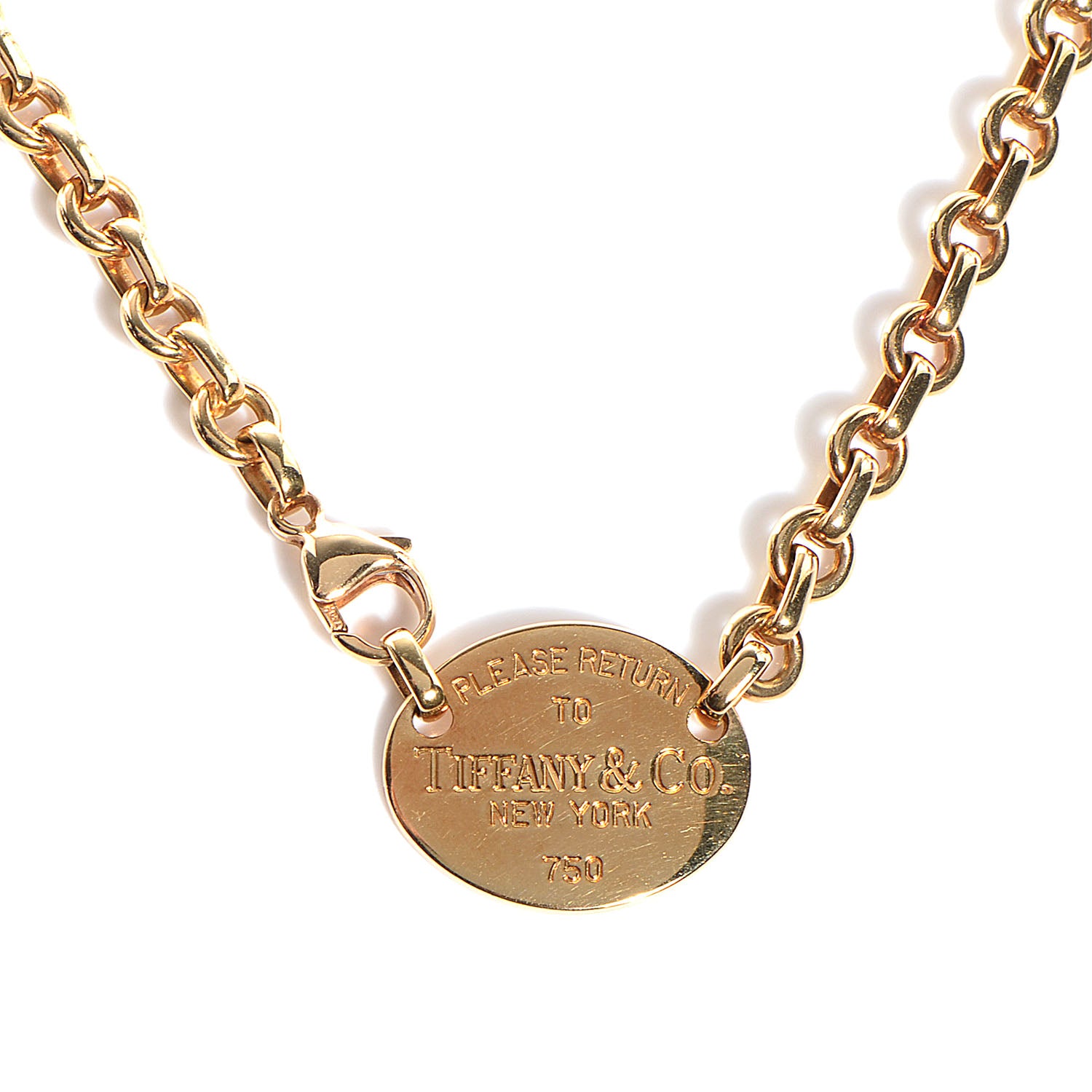 Tiffany 18K Yellow Gold Return To Oval Tag Choker Necklace 1 of 7