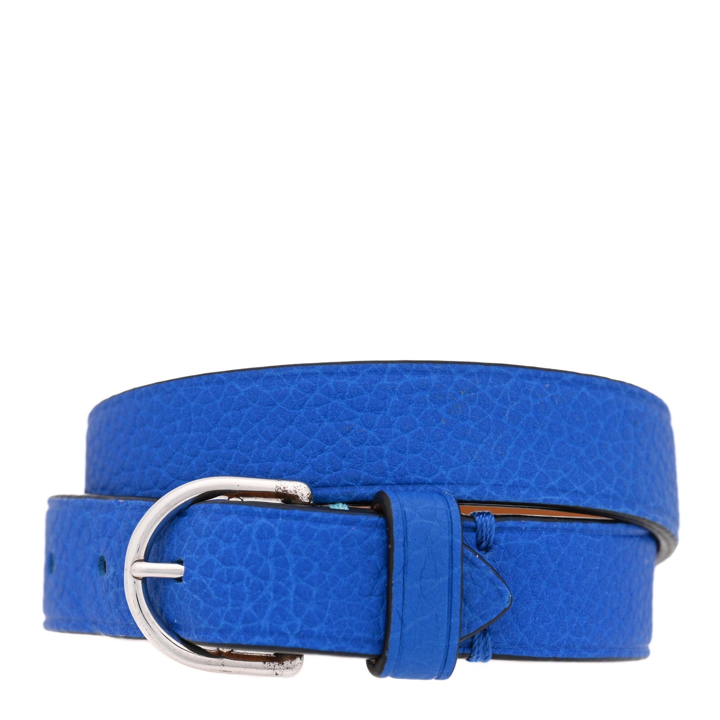 Sterling Silver Leather Return to Tiffany Single Wrap Bracelet Cobalt Blue