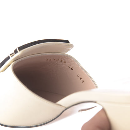 Gucci Malaga Kid Crystal Square G Madelyn Mules 40 Vintage White 10 of 12