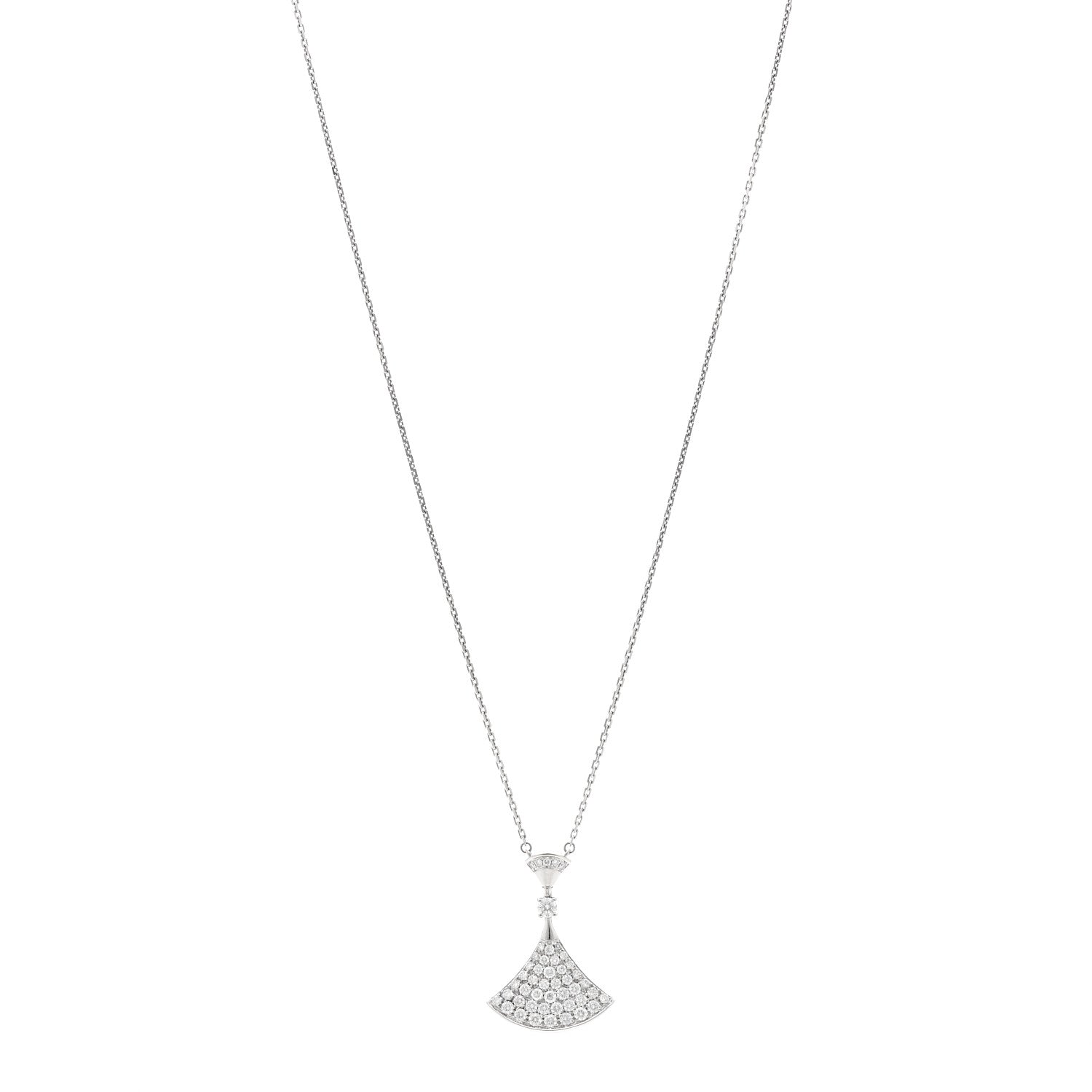 Bulgari 18K White Gold Diamond Large Divas' Dream Pave Necklace 1 of 4