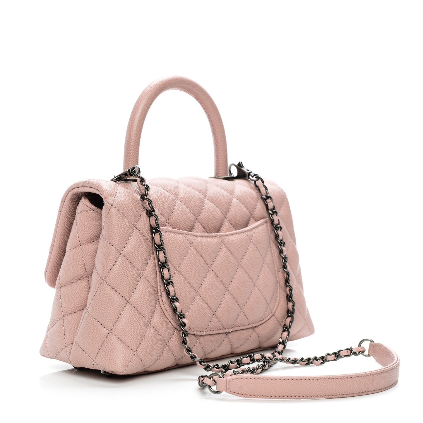 Caviar Quilted Mini Coco Handle Flap Pink