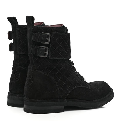 Chanel Suede Calfskin Quilted Combat Short Boots 38.5 Black 4 of 9
