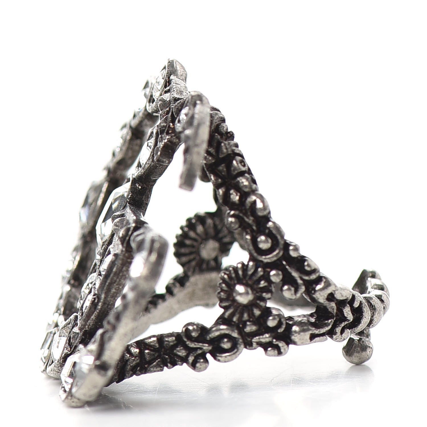 Gucci Crystal Double G Ring S 6.5 Aged Silver 3 of 5
