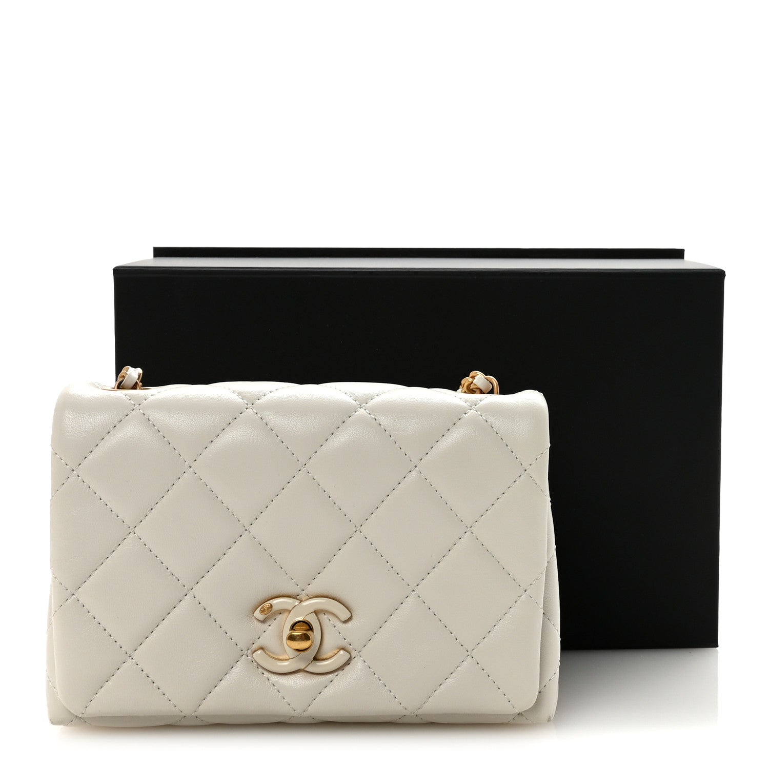 Chanel Shiny Lambskin Quilted Enamel CC Small Flap White 11 of 11