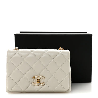 Chanel Shiny Lambskin Quilted Enamel CC Small Flap White 11 of 11