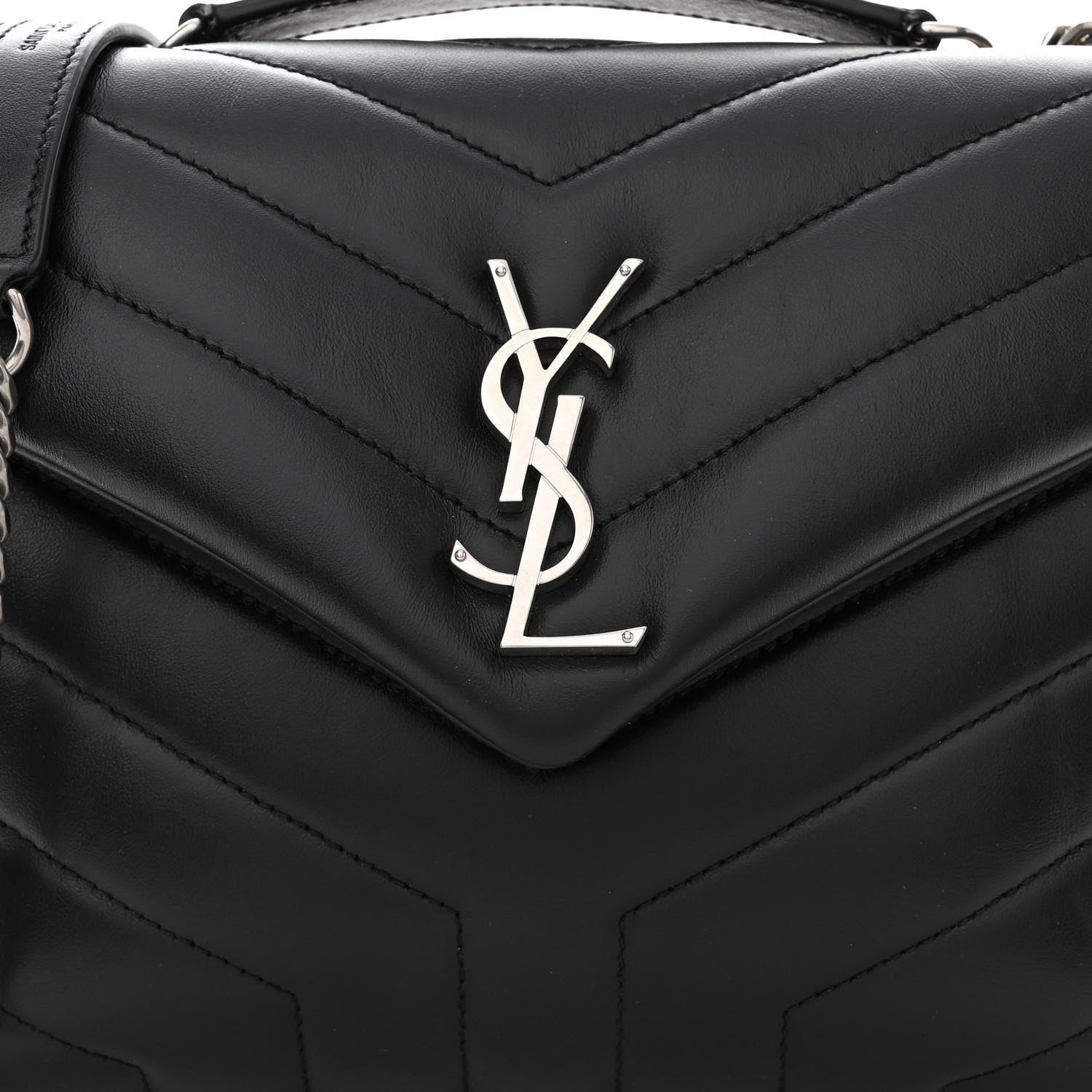 Saint Laurent Calfskin Y Quilted Monogram Small Loulou Chain Satchel Black 8 of 10