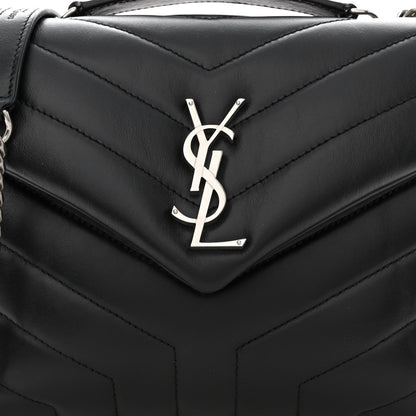 Saint Laurent Calfskin Y Quilted Monogram Small Loulou Chain Satchel Black 8 of 10