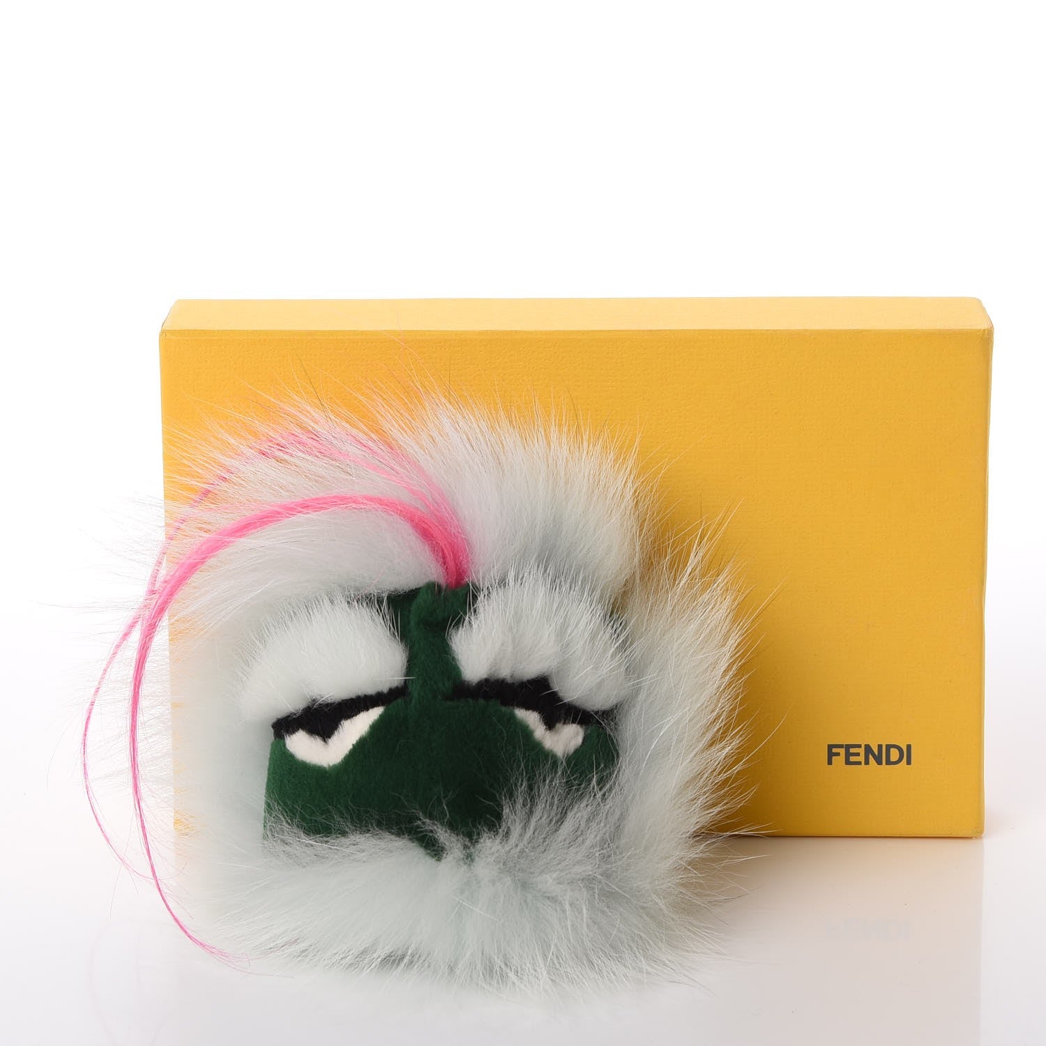 Fendi Fox Rabbit Goat Mink Fur Vitello Flamingo Bagood Monster Bag Bug Charm Light Blue 6 of 6