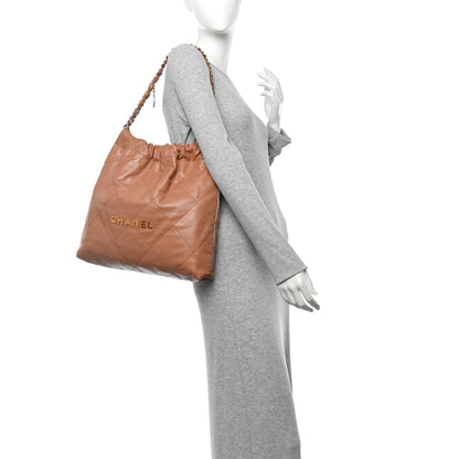 Chanel Shiny Calfskin Quilted Chanel 22 Brown 2 of 11