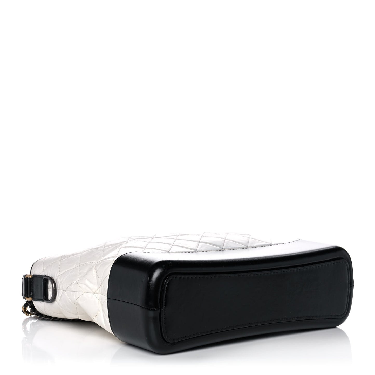 Aged Calfskin Quilted Large Gabrielle Hobo White Black
