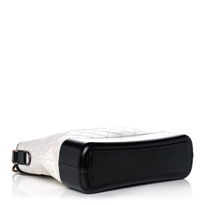 Chanel Aged Calfskin Quilted Large Gabrielle Hobo White Black 3 of 9