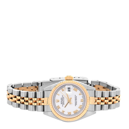 Rolex Stainless Steel 18K Yellow Gold 26mm Oyster Perpetual Datejust Watch White Roman 79173 2 of 4