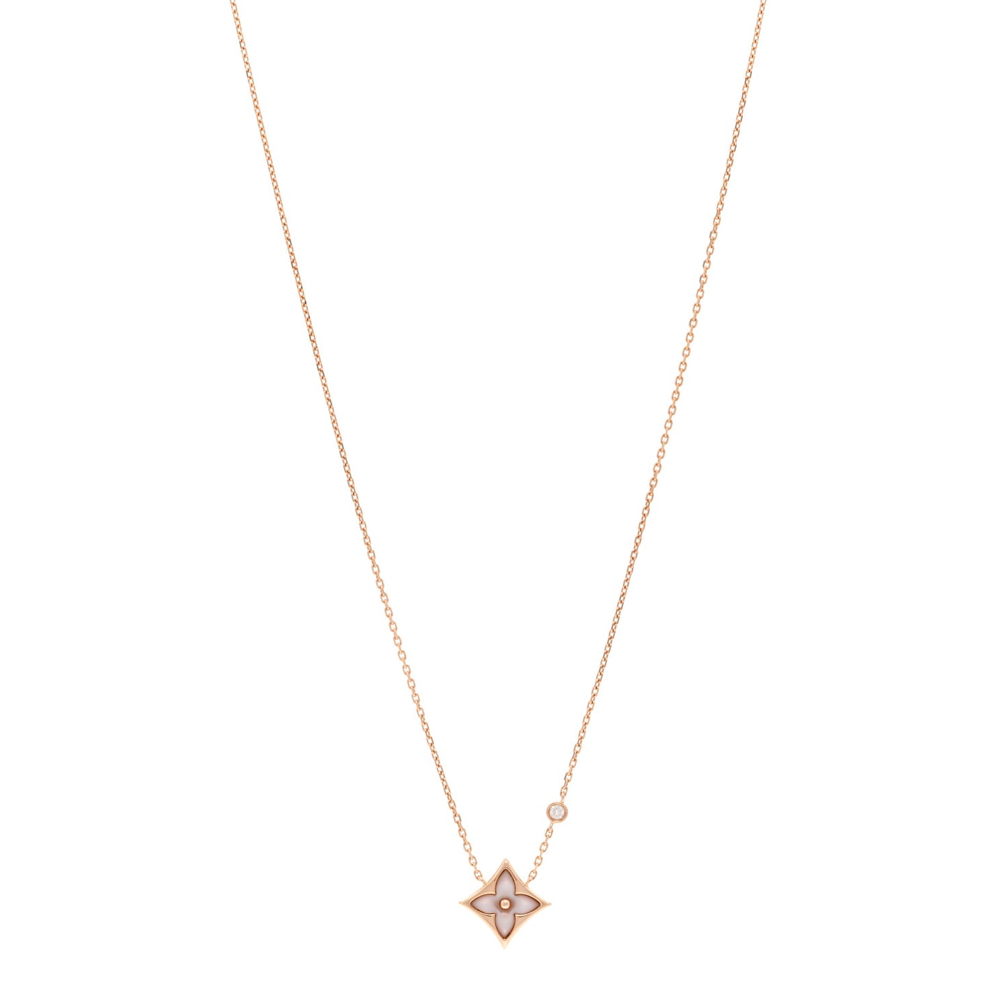 LOUIS VUITTON 18K Pink Gold Diamond Pink Mother of Pearl Color Blossom BB Star Pendant Necklace