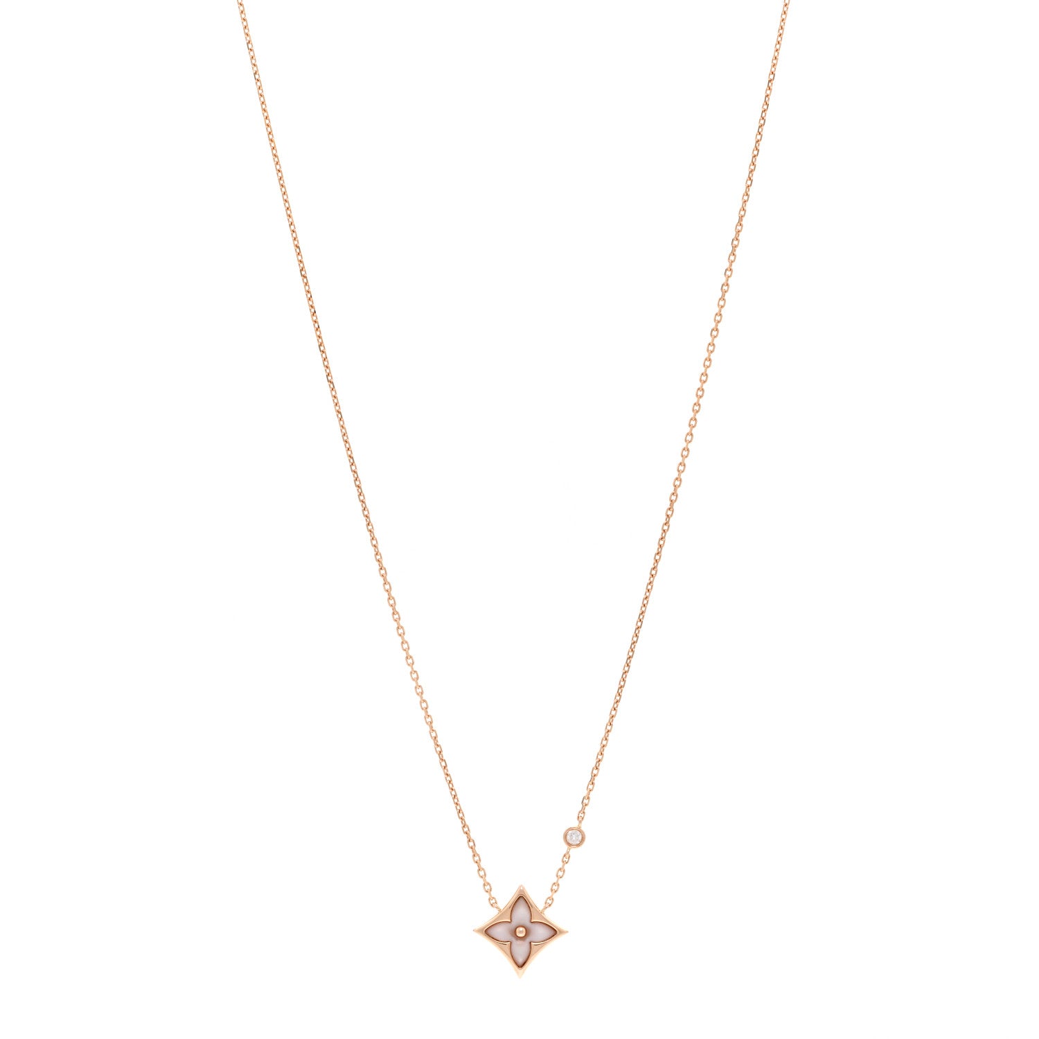 Louis Vuitton LOUIS VUITTON 18K Pink Gold Diamond Pink Mother of Pearl Color Blossom BB Star Pendant Necklace 1 of 4