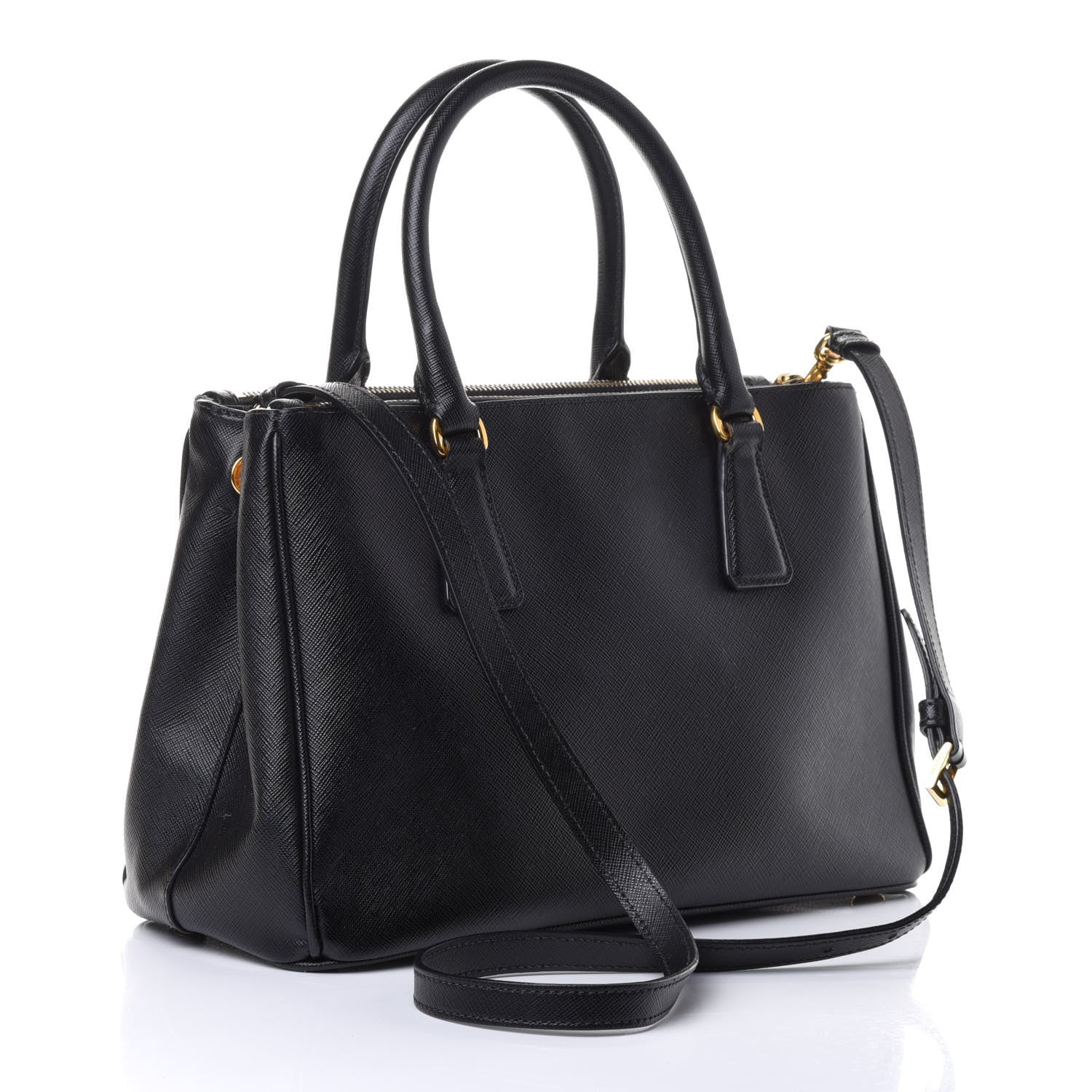 Prada Saffiano Small Galleria Double Zip Tote Black 2 of 4