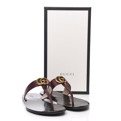 Gucci Calfskin Double G Thong Sandals 39.5 Vintage Bordeaux 8 of 9