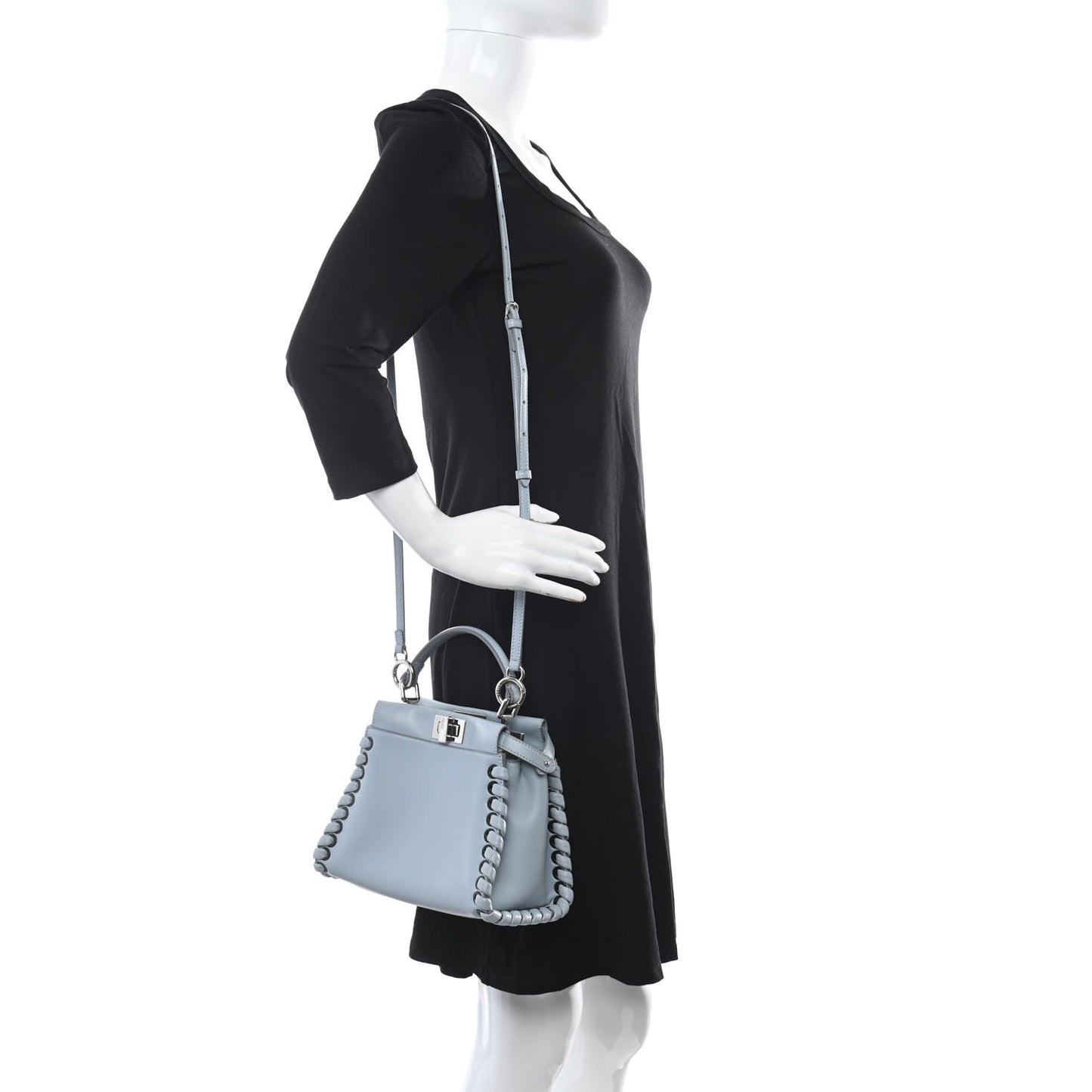 Nappa Lace Up Mini Peekaboo Iconic Satchel Azzurro Polvere
