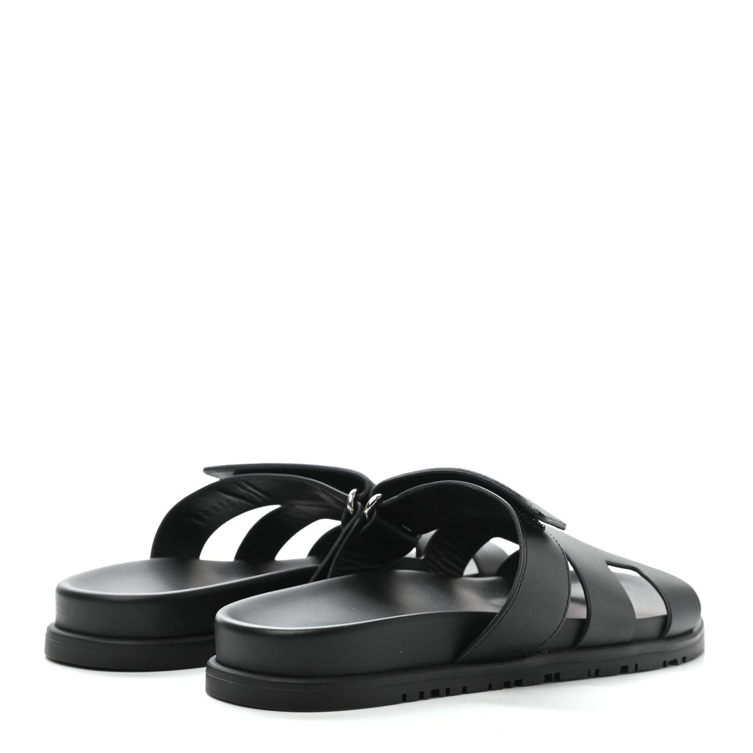 Hermes Calfskin Womens Chypre Sandals 38.5 Black 4 of 9