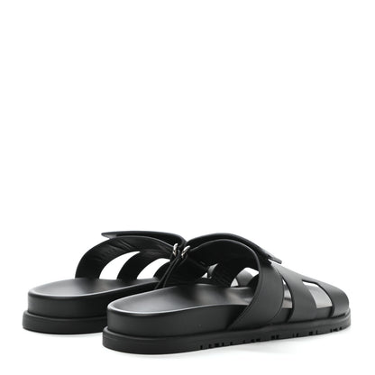 Hermes Calfskin Womens Chypre Sandals 38.5 Black 4 of 9