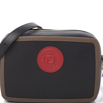 Fendi Vitello Century Matte Stamp Patch Bi-Color Mini Camera Case Black Maya Fragola 10 of 11