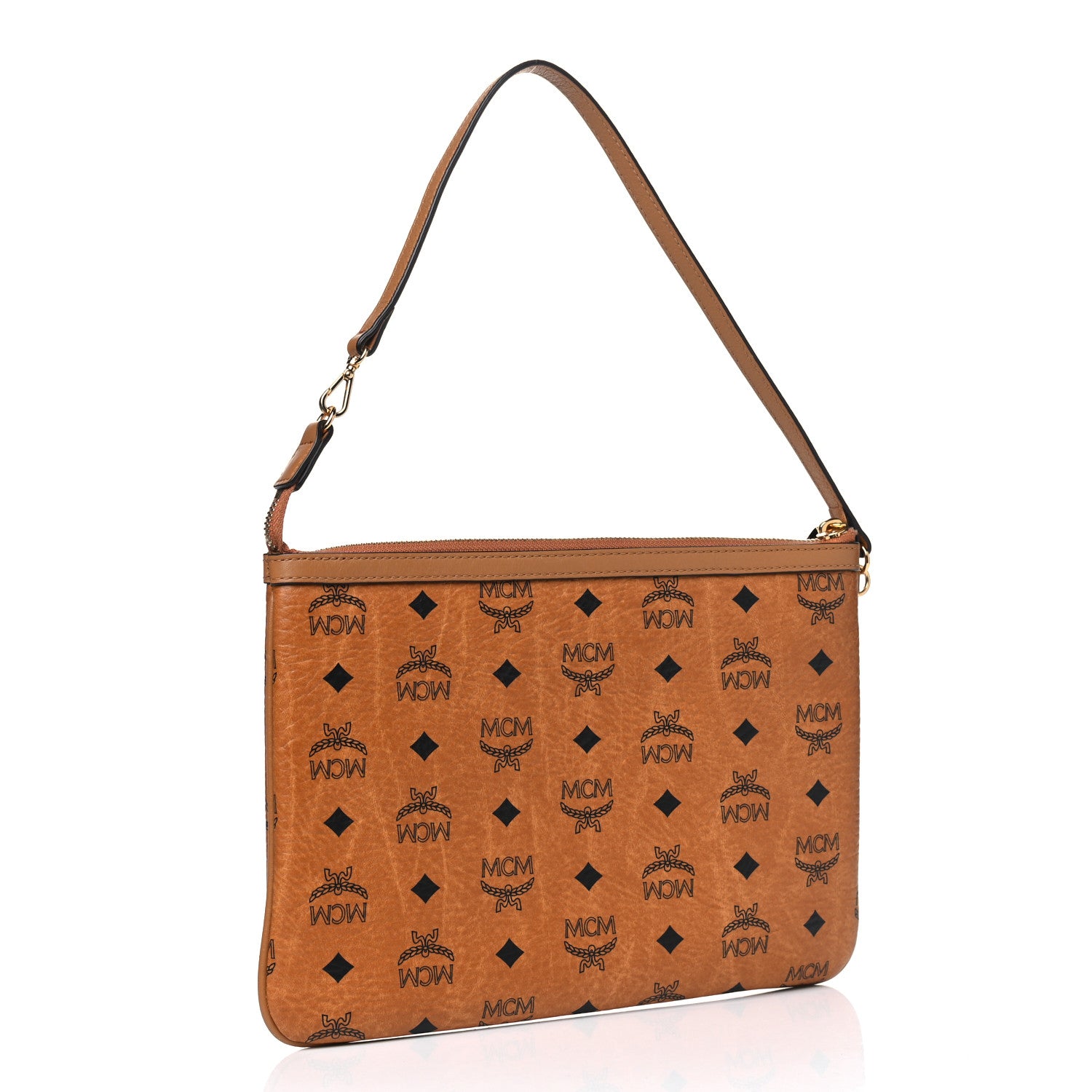 MCM Visetos Liz Shopper Tote Pouch Cognac 2 of 6