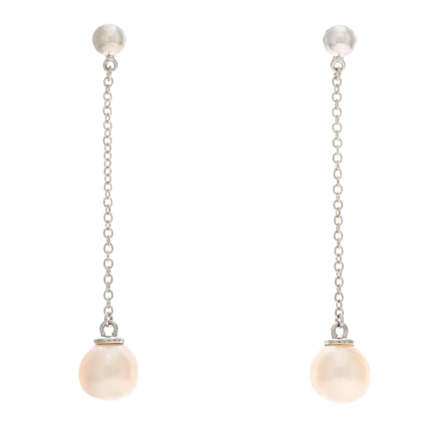Tiffany Sterling Silver Pearl Ziegfeld Drop Earrings 1 of 3