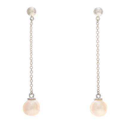 Tiffany Sterling Silver Pearl Ziegfeld Drop Earrings 1 of 3