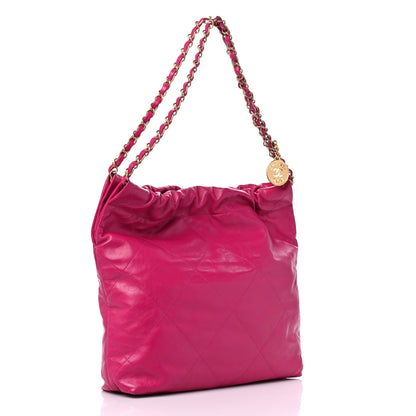 Chanel Shiny Calfskin Quilted Small Chanel 22 Fuchsia 4 of 10
