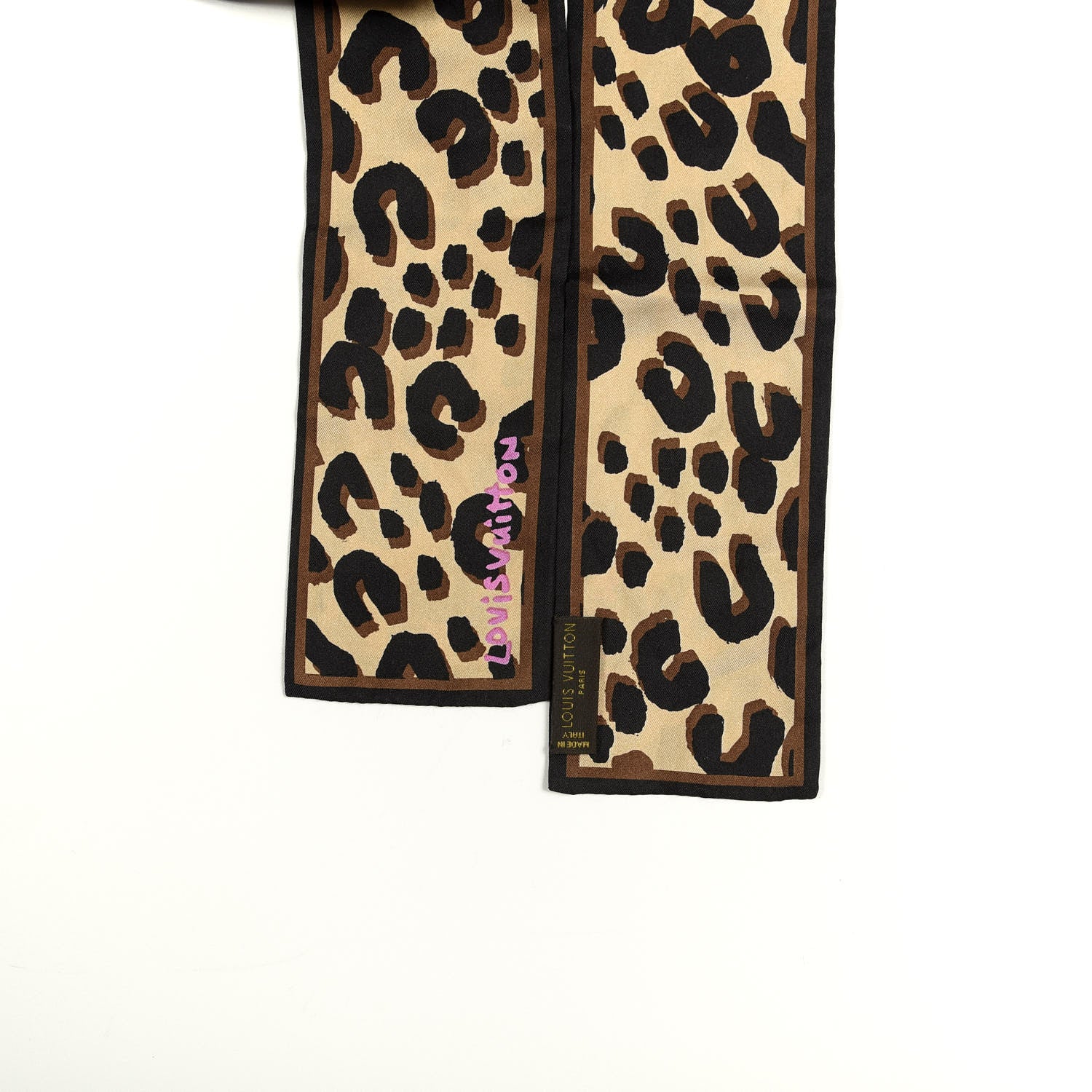 Louis Vuitton Silk Leopard Bandeau Scarf Marron 3 of 3