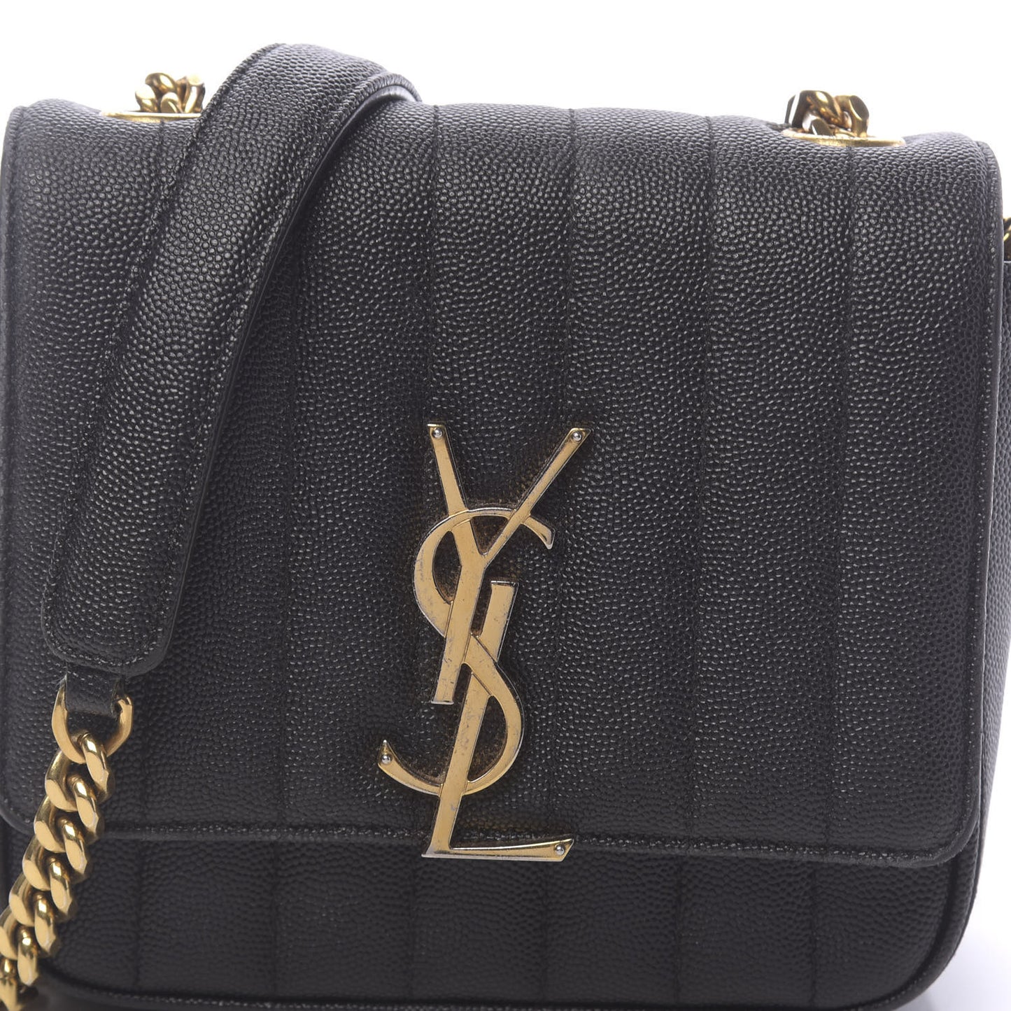 Grain De Poudre Matelasse Monogram Small Vicky Chain Bag Black