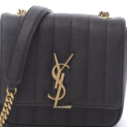 Saint Laurent Grain De Poudre Matelasse Monogram Small Vicky Chain Bag Black 7 of 12
