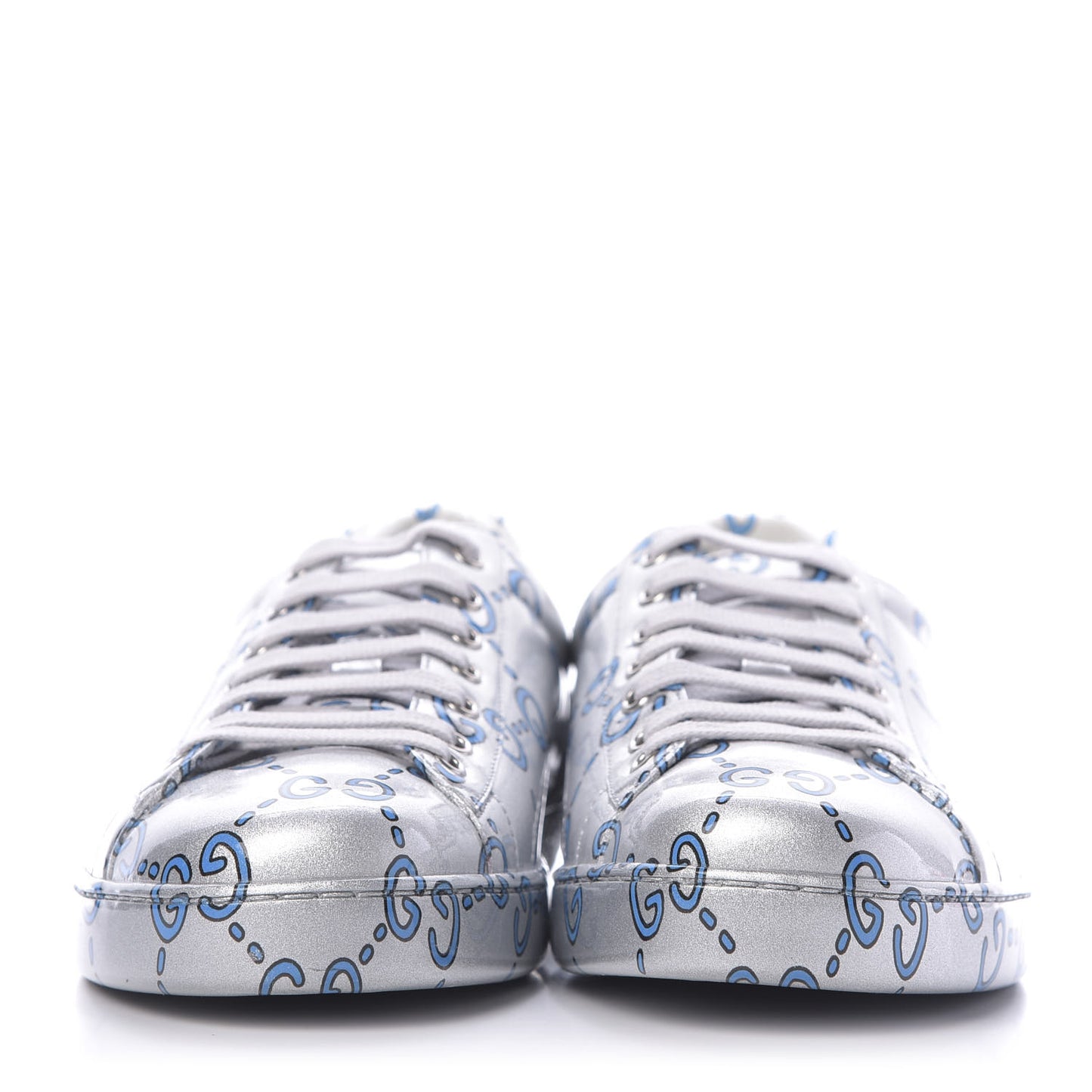 Miro Rubber Wax GucciGhost Print Mens New Ace Sneakers 10.5 Silver