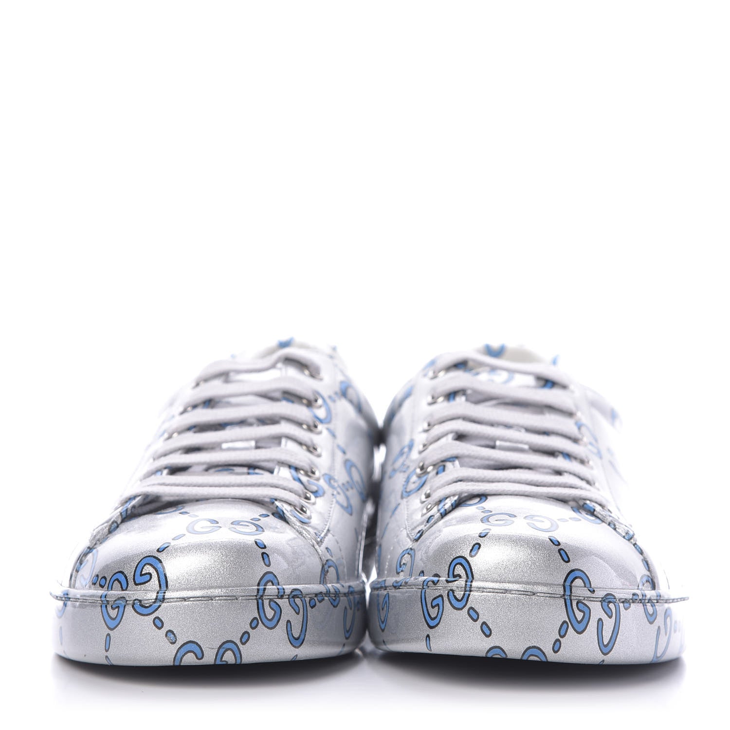 Gucci Miro Rubber Wax GucciGhost Print Mens New Ace Sneakers 10.5 Silver 2 of 11