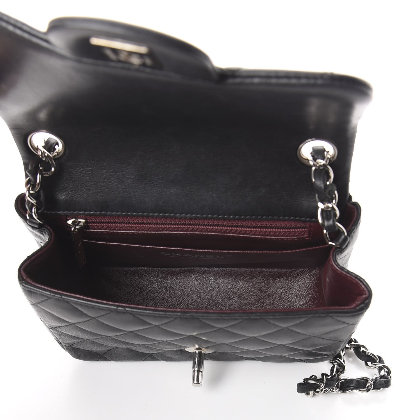 Lambskin Quilted Mini Square Flap Black