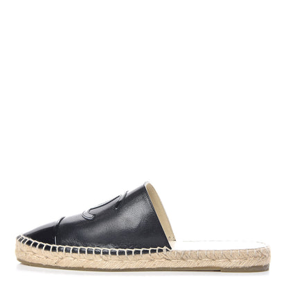Chanel Iridescent Goatskin Patent CC Espadrille Mules 41 Black 1 of 14
